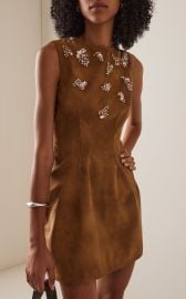 Embroidered Faux Suede Mini Dress By Des Phemmes at Moda Operandi
