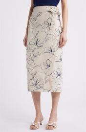 Embroidered Faux Wrap Midi Skirt at Nordstrom