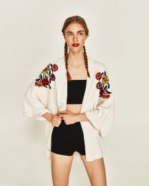 Embroidered Floral Kimono at Zara