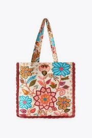 Embroidered Floral Print Bag at Zara