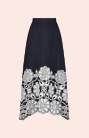 Embroidered Fluid Crepe Full Skirt Pearl by Lela Rose at Pearl by Lela Rose