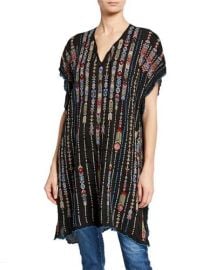 Embroidered Georgette Poncho with Side Slits at Neiman Marcus