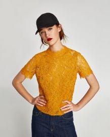 Embroidered Lace Top byu Zara at Zara