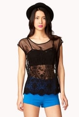 Embroidered Lace Top in black at Forever 21