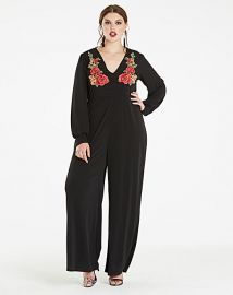 Embroidered Long Sleeve Jumpsuit by Simply Be at Simply Be