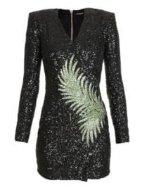 Embroidered Palm Leaf Sequin Dress at Saks Off 5th