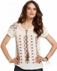 Embroidered Peasant Top by Lucky Brand at Macys