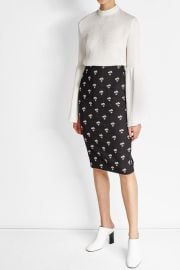 Embroidered Pencil Skirt at Stylebop