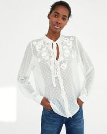 Embroidered Plumetis Blouse at Zara