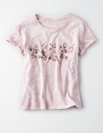 Embroidered Roll Sleeve T-shirt at American Eagle