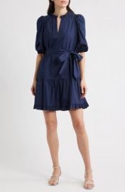 Embroidered Ruffle Tie Waist Dress at Nordstrom