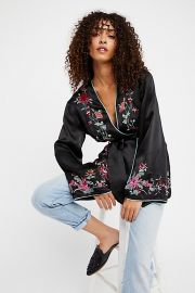 Embroidered Satin Blazer  at Free People