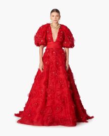 Embroidered Silk Organza Puff Sleeve Gown at Embroidered Silk Organza Puff Sleeve Gown - Ready-to-Wear | Carolina Herrera