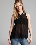 Embroidered collar top by Guess at Bloomingdales