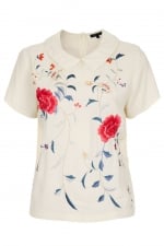 Embroidered floral collar tee at Topshop at Topshop