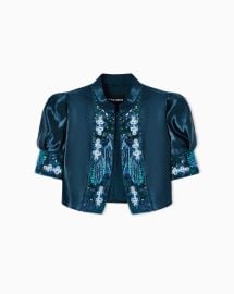 Embroidered linen and silk bolero Giorgio Armani at Armani