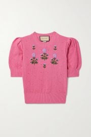 Embroidered pointelle-knit cotton and silk-blend sweater at Net a Porter