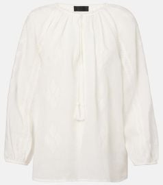 Embroidered ramie blouse at Mytheresa