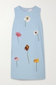 Embroidered wool-blend mini dress at Net a Porter