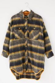 Emelie Plaid Longline Shirt Jacket by Urban Outfitters at Urban Outfitters