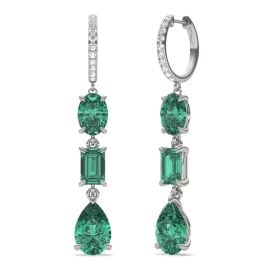 Emerald Rio Three-Stone Drop Earrings at Charles & Colvard