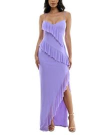 Emerald Sundae Juniors Asymmetric-Ruffle Lace-Up-Back Gown - Macys at Macys