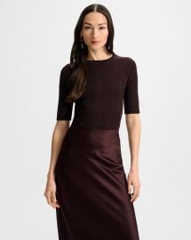 Emil Cashmere Pullover in Dark Currant at Veronica Beard