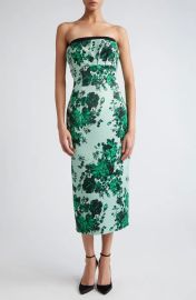 Emilia Wickstead Adalina Floral Print Strapless Taffeta Faille Dress at Nordstrom