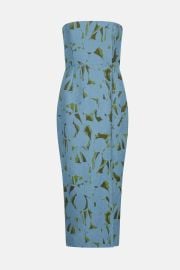 Emilia Wickstead Imara Dress in Cloud Blue and Khaki at Emilia Wickstead