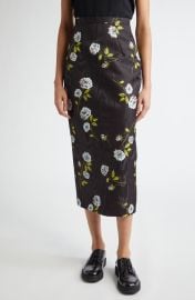 Emilia Wickstead Lorelei Floral Moiré Midi Skirt (Women) | Nordstromrack at Nordstrom Rack