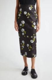 Emilia Wickstead Lorelei Floral Moir Midi Skirt at Nordstrom