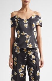 Emilia Wickstead Souline Festive Lilies Peplum Top at Nordstrom