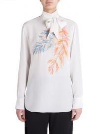 Emilio Pucci - Feather Highneck Silk Blouse at Saks Fifth Avenue