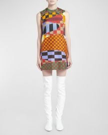 Emilio Pucci Abstract-Print Sleeveless Mini Shift Dress at Neiman Marcus