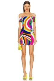 Emilio Pucci Off The Shoulder Mini Dress in Turchese Viola FWRD at FWRD