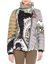 Emilio Pucci Printed Asymmetric-Zip Puffer Jacket at Neiman Marcus