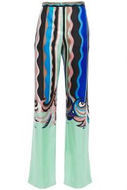 Emilio Pucci Printed silk-twill wide-leg pants at The Outnet