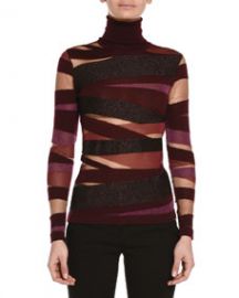 Emilio Pucci Sheer-Inset Mixed Bandage Knit Top at Neiman Marcus