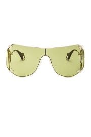Emilio Pucci Shield Sunglasses in Shiny Pale Gold Green FWRD at FWRD