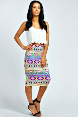 Emily neon aztec skirt at Boohoo