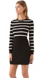 Emma's black and white striped dress by Alice and Olivia at Shopbop