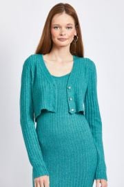 Emory Park Teal Josie Cropped Cardigan Verishop at Verishop