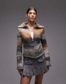 Emory Park wide collar zip up cardigan in olive blend at ASOS