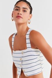 Emory Striped Button-Down Cropped Top at Urban Outfitters