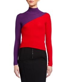 Emporio Armani Colorblock Rib-Knit Turtleneck Sweater at Neiman Marcus