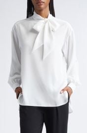 Emporio Armani Crepe Tie Neck Shirt at Nordstrom