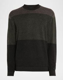 Emporio Armani Mens Colorblock Geo Knit Crewneck Sweater at Neiman Marcus