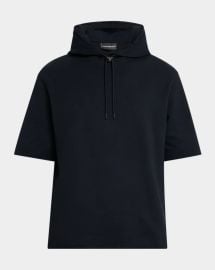 Emporio Armani Mens Jersey Modal Oversized Short Sleeve Hoodie at Neiman Marcus