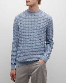 Emporio Armani Menx27s Textured Crewneck Sweater at Neiman Marcus