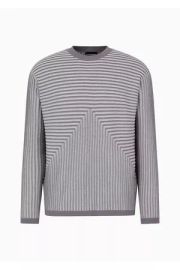 Emporio Armani Plated wide rib cotton modal blend jumper at The Mile